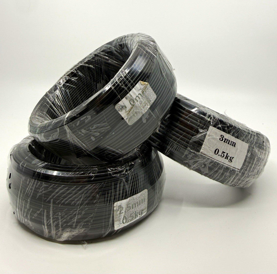 Three rolls of aluminum bonsai training wire in 2.0, 2.5 and 3.0 mm sizes