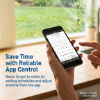 Phone displaying a watering schedule beside text about app control