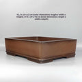 Brown rectangular Zisha bonsai pot with outer and inner dimensions