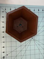 Overhead measurement view of the hexagonal pot's opening on a numbered grid