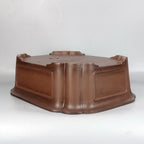 Paneled sides and low feet of mokko Zisha pot