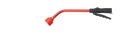Red short watering wand with angled shower head and black trigger handle