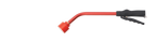 Red short watering wand with angled shower head and black trigger handle