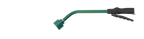 Green short watering wand with angled shower head and black trigger handle