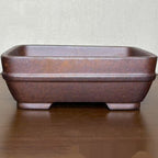 Light-brown rectangular stoneware bonsai pot