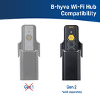 Compatibility graphic crossing out a Gen 1 Wi-Fi hub and showing a Gen 2 hub marked sold separately