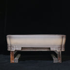 Large rectangular purple-clay bonsai pot, side view