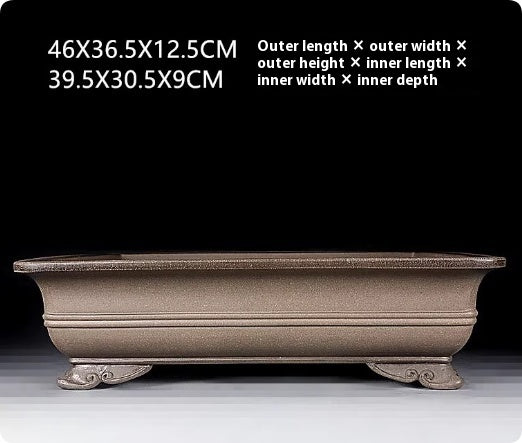 Banded rectangular pot with inner and outer measurements