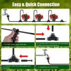 Connection diagram showing hose cutting, tee insertion, end-plug fitting and faucet attachment
