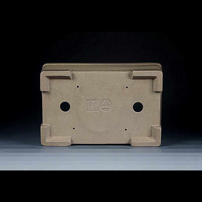 Rectangular Zisha pot underside and block feet