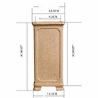 Dimension diagram of tall tan square pot with height and width arrows