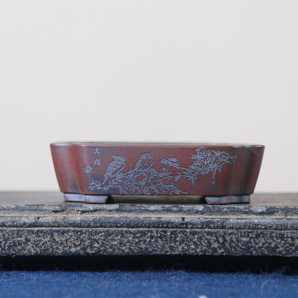 4.5" Rectangular Yixing Zisha Pot – Birds & Flowers – source gallery photo 7; verify variant before publishing