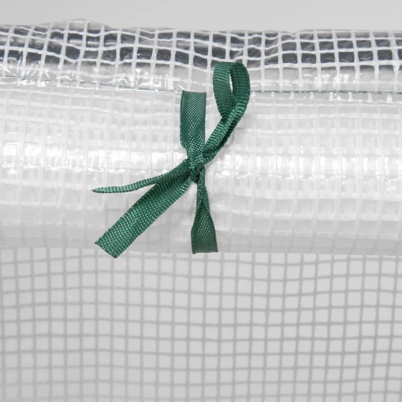 Roll-up greenhouse door fastening strap