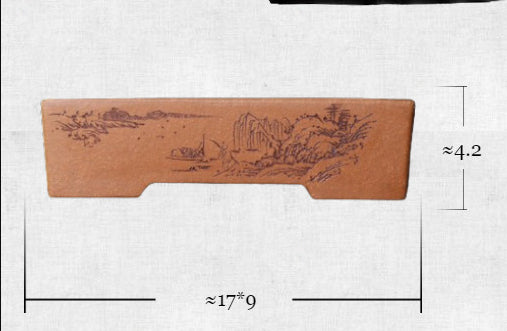 Dimension diagram of the red-brown landscape pot