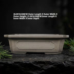 Rectangular Zisha pot with exterior and interior dimensions