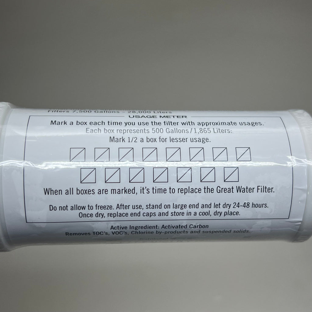 Close-up of the filter's usage checklist and replacement instructions