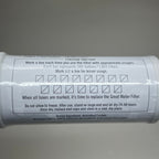 Close-up of the filter's usage checklist and replacement instructions