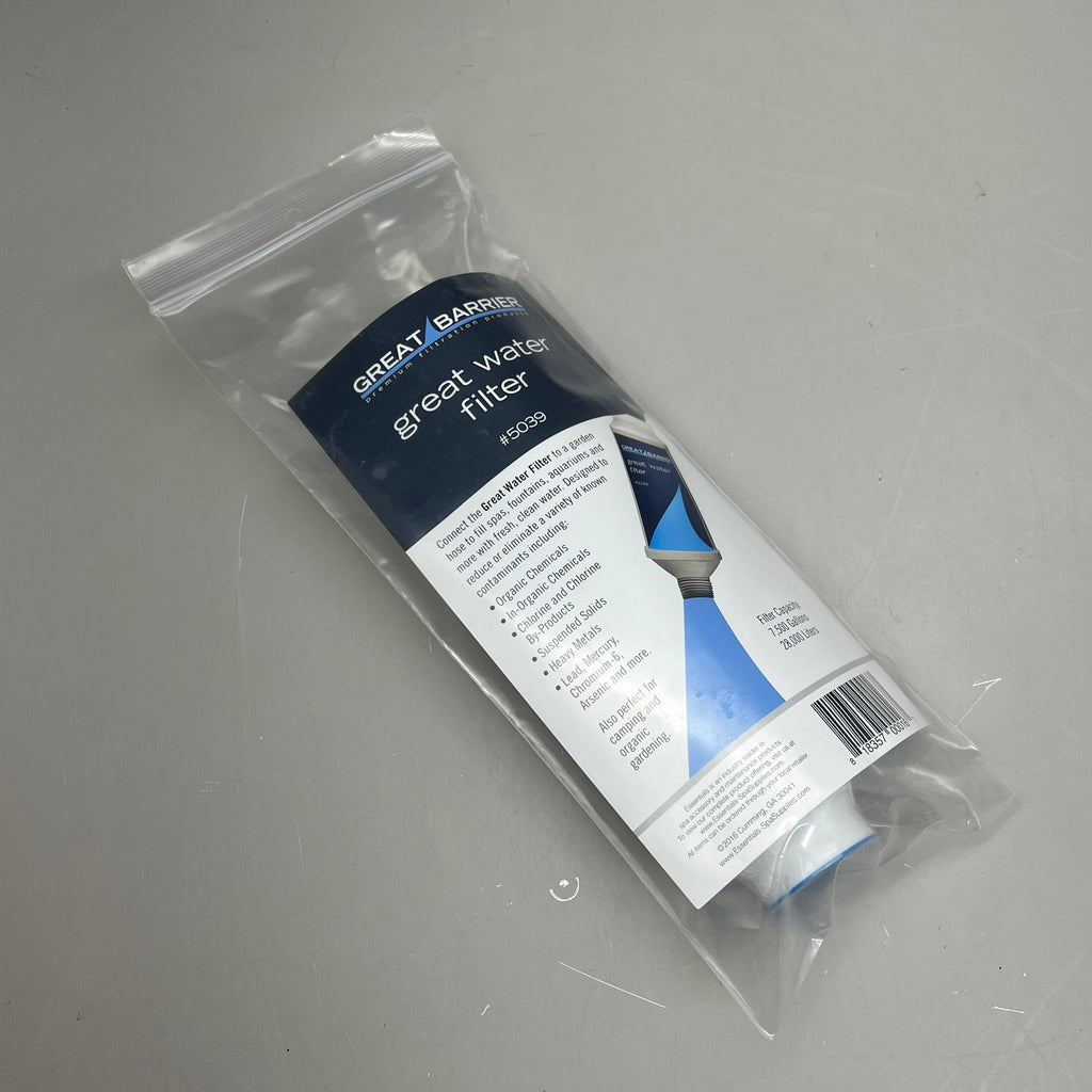 Great Barrier water filter in a clear bag with printed product insert