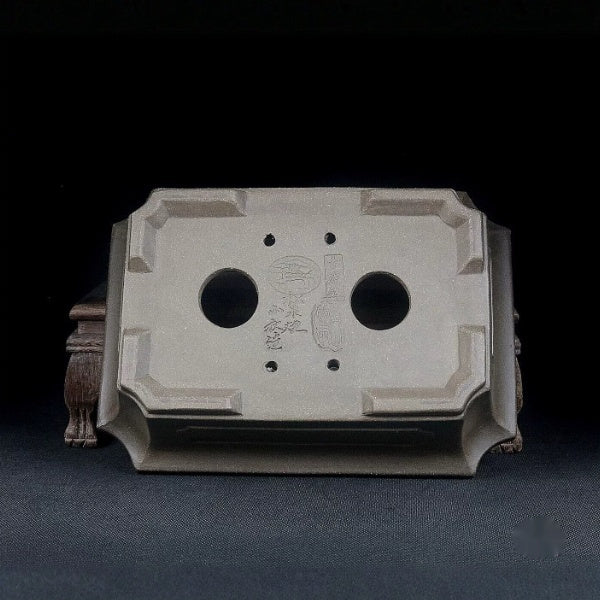 Base drainage and wiring holes of rectangular Zisha pot