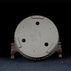 Gray drum bonsai pot underside showing drainage and wiring openings
