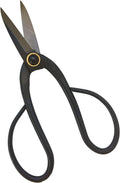 Black long-handled bonsai scissors with pointed open blades