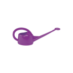 Purple watering can with a long narrow spout, small rose and large curved handle