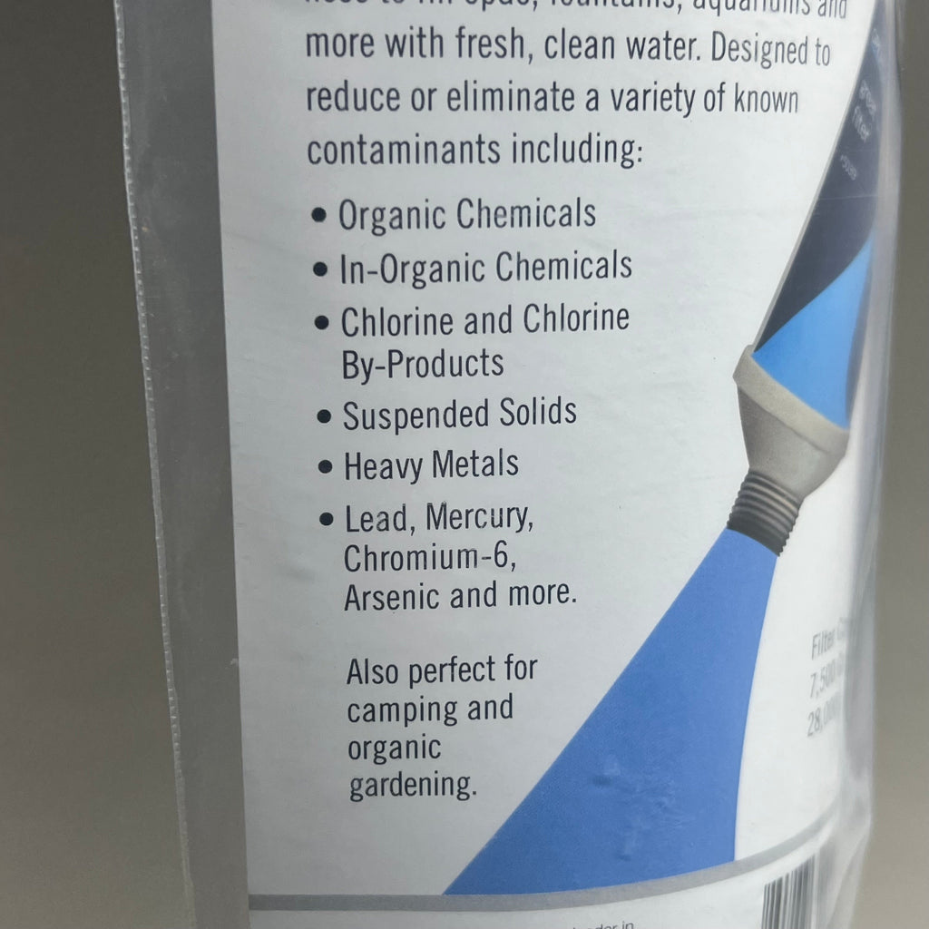Close-up of the package's printed contaminant-reduction claims