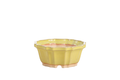 Yellow flower-shaped bonsai pot with fluted sides and a scalloped rim