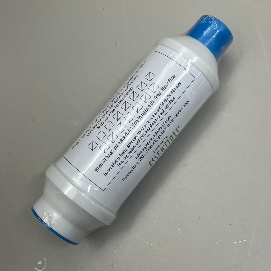 Back of the cylindrical filter showing a printed usage checklist