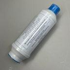 Back of the cylindrical filter showing a printed usage checklist