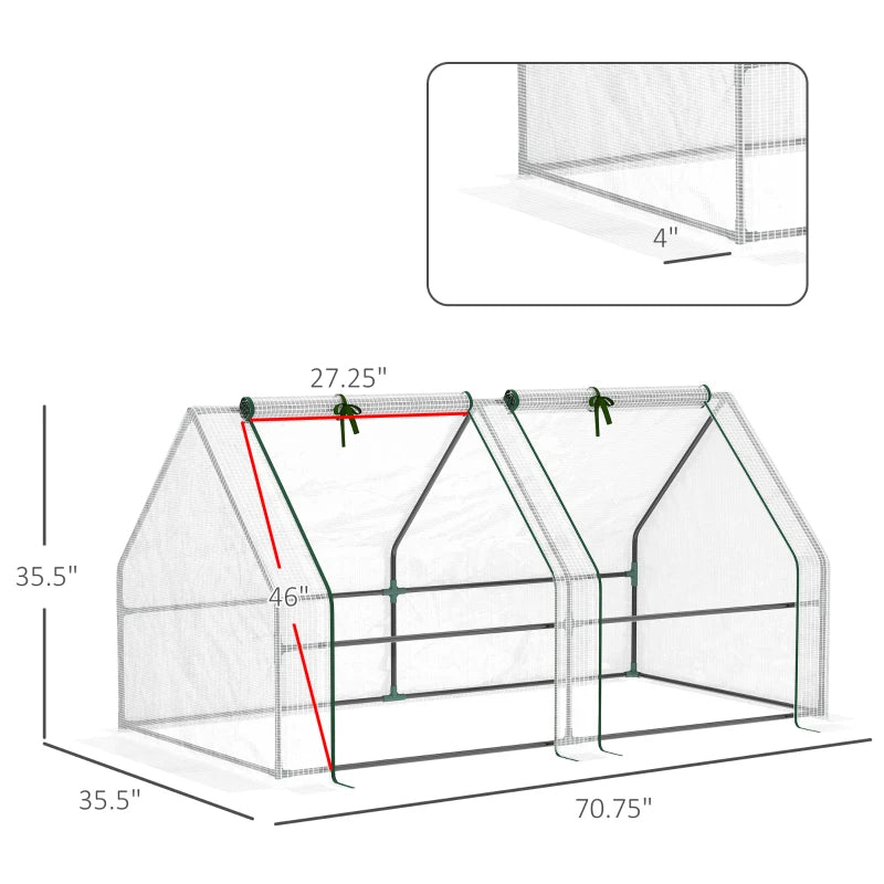 White PE mini greenhouse dimension diagram