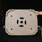 Underside drainage openings and feet of rectangular bonsai pot