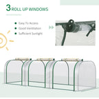 Three roll-up zippered doors on tunnel greenhouse