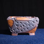 8.3" Square Yixing Zisha Clay Bonsai Pot - Wood-Fired Texture — opposite side view