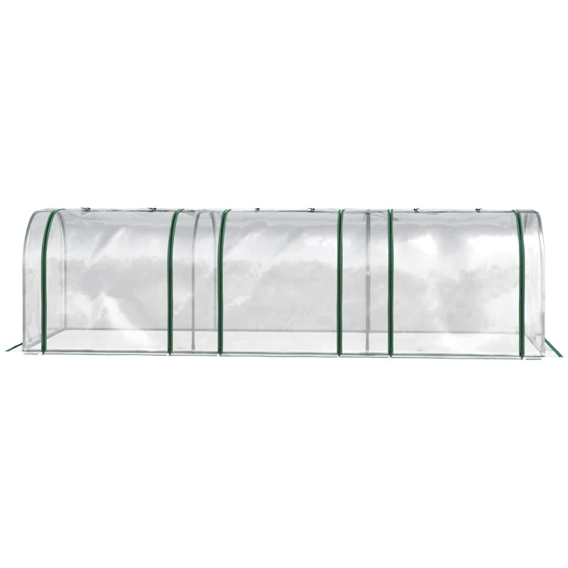 Long clear tunnel mini greenhouse with green frame