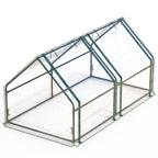 Clear peaked-roof mini greenhouse frame profile