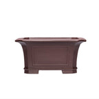 Deep rectangular Zisha bonsai pot on white background
