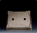 Taupe rectangular pot underside showing drainage holes
