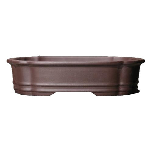 Shallow scalloped rectangular bonsai pot side profile