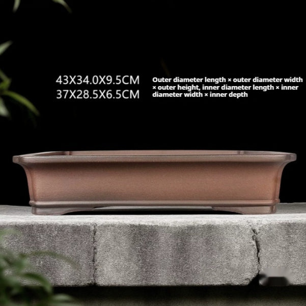 Rectangular Yixing pot with usable and exterior dimensions