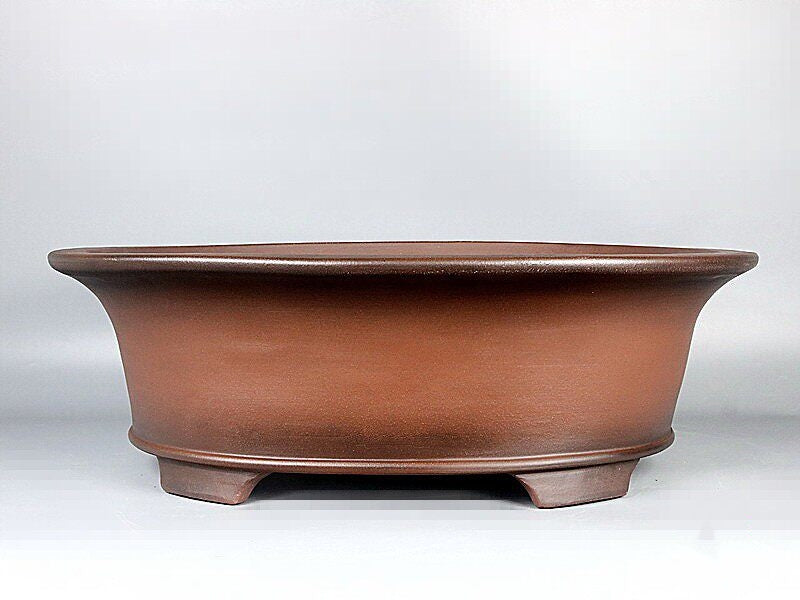 Front profile of brown oval bonsai pot