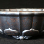 18.5" Lotus Yixing Zisha Clay Bonsai Pot - Wood-Fired — rim and sculpted foot detail