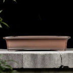 Brown shallow rectangular Yixing bonsai pot