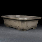 Taupe paneled rectangular Zisha bonsai pot