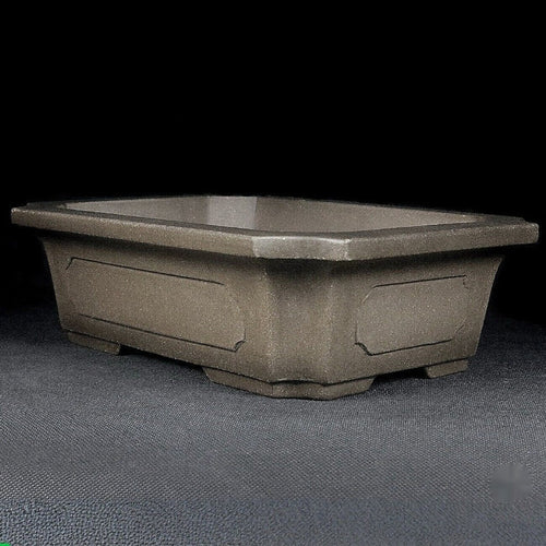 Taupe paneled rectangular Zisha bonsai pot