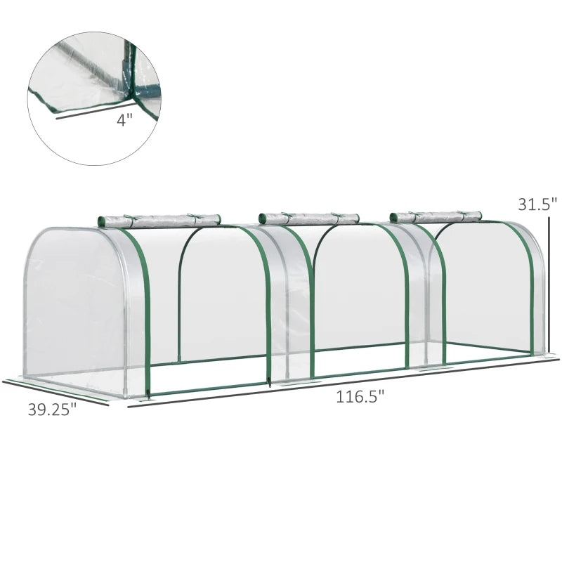 Three-door tunnel greenhouse overall dimension diagram