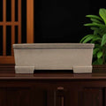 Small taupe rectangular Zisha bonsai pot