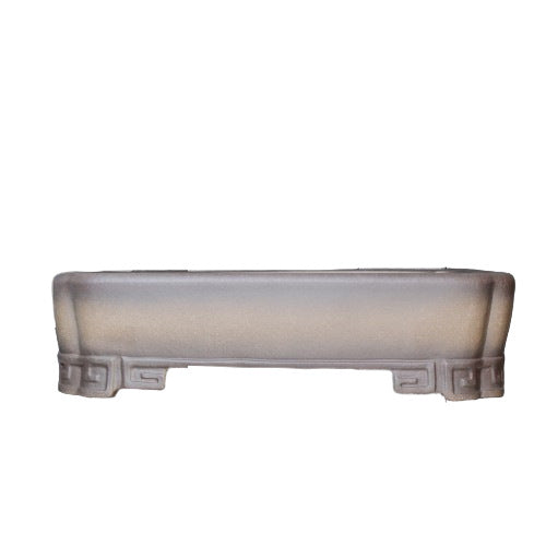 Large taupe rectangular bonsai pot on white background