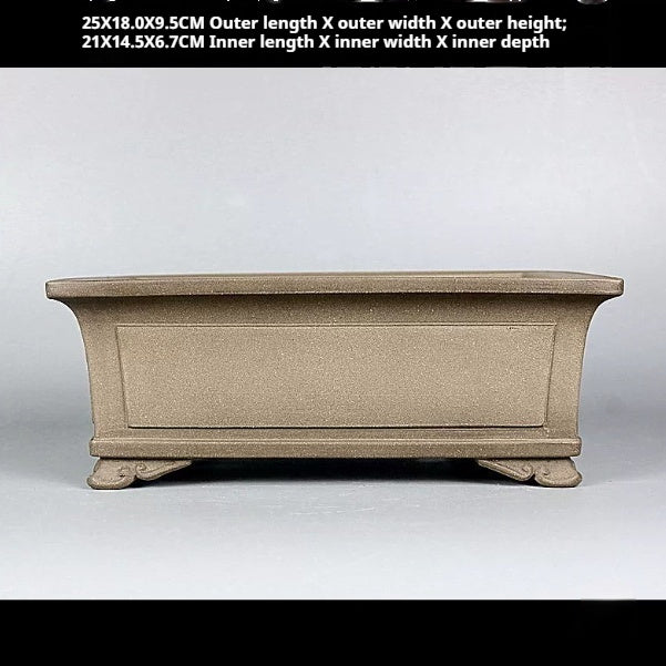 Front view of the taupe paneled pot with dimension annotations