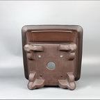 Square Yixing pot underside and decorative feet